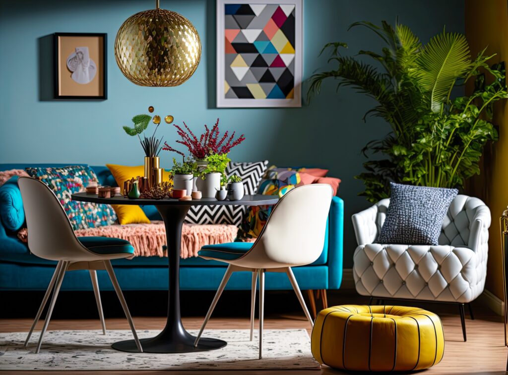 Determining a style is important when wondering how to pick paint colors for my home. Image of a colorful home interior